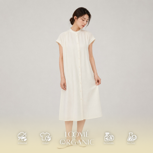 IVORY BUTTON DRESS